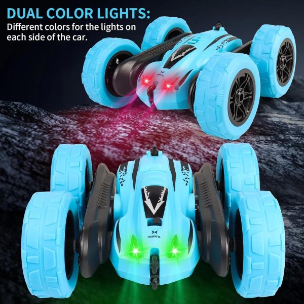 Deeak Remote Control Stunt Car – 4WD Off-Road Crawler Toy with Lights, 360° Flips, Double-Sided Racing RC Car Vehicle for Boys & Girls Ages 4-8, Indoor/Outdoor Trick Car (Blue) - Image 7