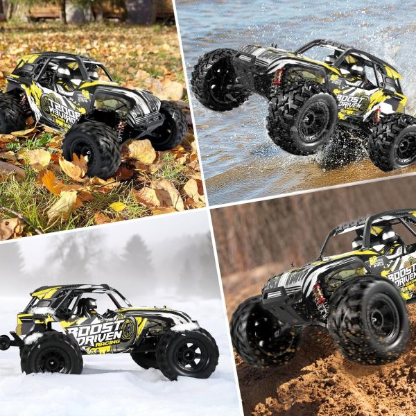 1:10 Large Brush RC Car for Adults, Fast Remote Control Car, 28+ MPH Rc Hobby Truck with Headlights, All Terrain 2.4Ghz Electric Hobby Rc Cars, 4WD Off Road Monster Truck for Adults - Yellow - Image 6