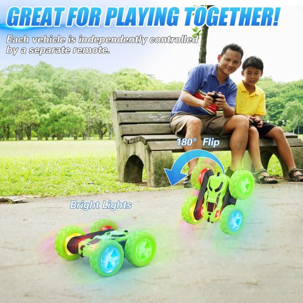 Remote Control Car, 360° Rolling Rotating 2.4GHz 4WD RC Cars for Kids, Boy Toys Age 6 7 8 9 10 Years Old, RC Crawlers for Boys Girls Birthday-Green - Image 4