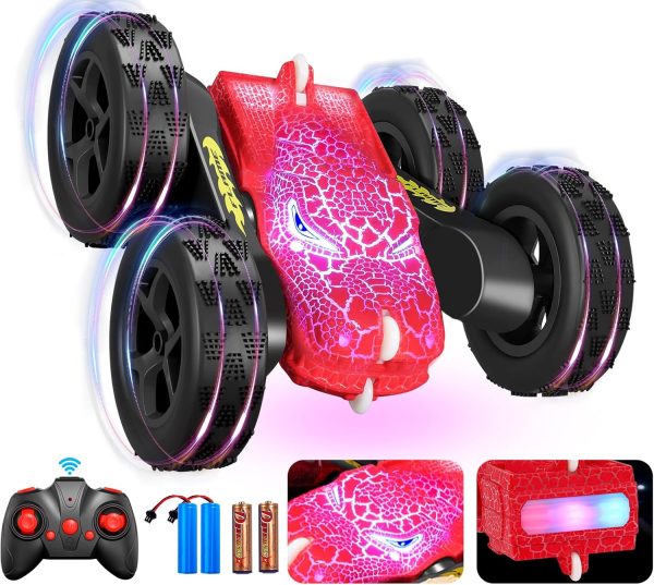 RC Cars,Dinosaur Remote Control Car,Fast RC Car,Kids Remote Control Cars for Boys 8-12 with Crackle Light,Rechargeable,Radio Controlled,2.4GHz,360°Rotate,All Terrain Stunt Toys Car,Girls Birthday Gift - Image 2