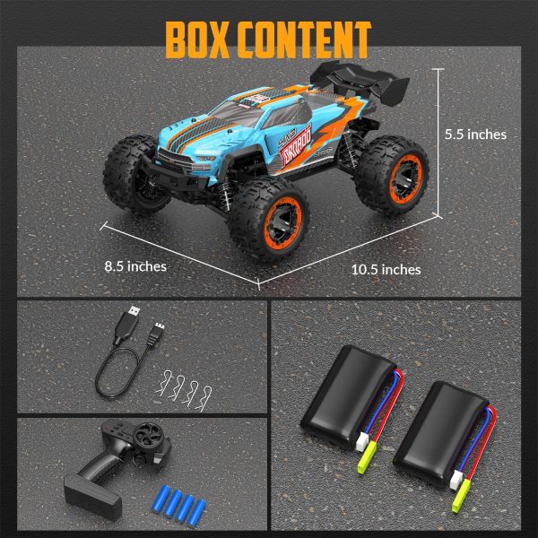 RACENT RC Truck 1:16 4x4 All Terrain RC Car 40KPH High Speed Remote Control Cars for Boys, Off-Road Monster Truck with 2.4Ghz Radio Control, 2 Batteries, Gifts for Kids Adults - Image 9