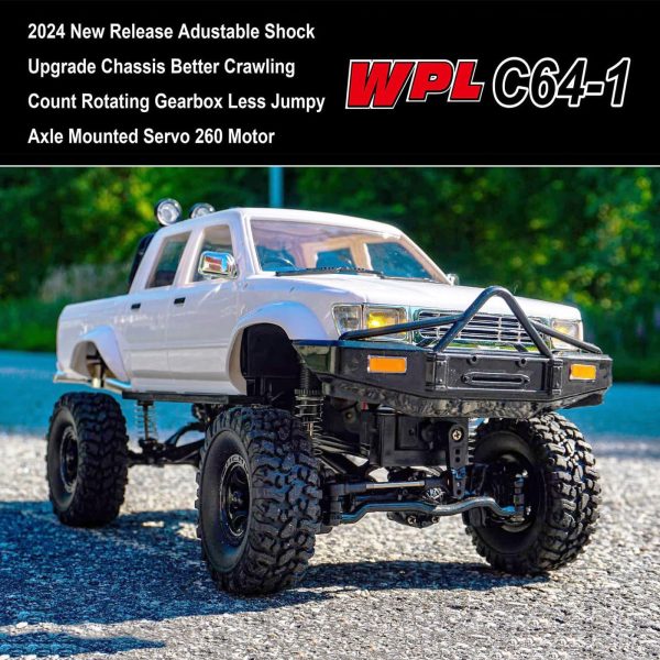 WPL C64-1 RC Crawler 1/16 Scale RC Truck Off Road RC Rock Crawler 4x4 Remote Control Pickup All Terrain RTR 260 Motor Upgraded Chassis Proportional Control 2.4GHz Axle Mounted Servo Adult - Image 4