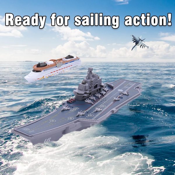 2PCS Aircraft Carrier Toy Cruise Ship with Lights and Sounds, Model Aircraft Carrier Navy Ship, Nautical Decorations Ocean Theme Party Supplies for Boys Gift Age 3-8 Collection - Image 3