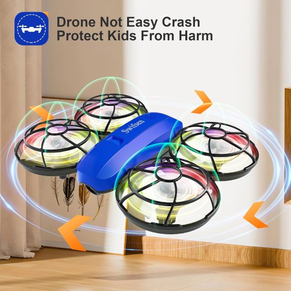 Drones for Kids with Camera,Rc Drone Indoor Small Helicopter,Birthday Gifts for Boys and Girls Beginners Friendly,Mini Quadcopter Toy With 2 Batteries,Propeller Full Protect,Altitude Hold,4 Colourful Light - Image 3