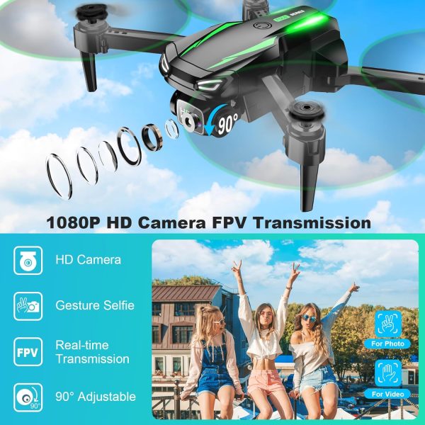 Drone with Camera, 1080P HD FPV Foldable Drone for Kids Adults Beginners, Brushless Motor RC Quadcopter with Stable Hover, Gestures Selfie, Waypoint Fly, 3D Flips, One Key Start, 2 Batteries - Image 3