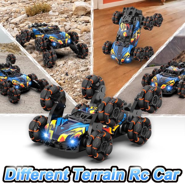 Scientoy Remote Control Car, 2.4Ghz RC Stunt Car Toys for Boys Girls Ages 6-8-10 with Lights Music Spray, 8 Wheels All Terrain RC Drift Car Toys for Ages 8-13 Birthday Gift with 2 Batteries - Image 7