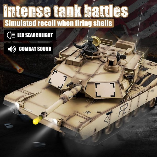 RC Tanks US M1A2 Abrams Army Tank 1:16, 2.4ghz M1A2 Abrams Main Battle Tank Model That Shots, Remote Control Tank Vehicles with 3 Batteries, Sound & Light for Ages 14+ - Image 6