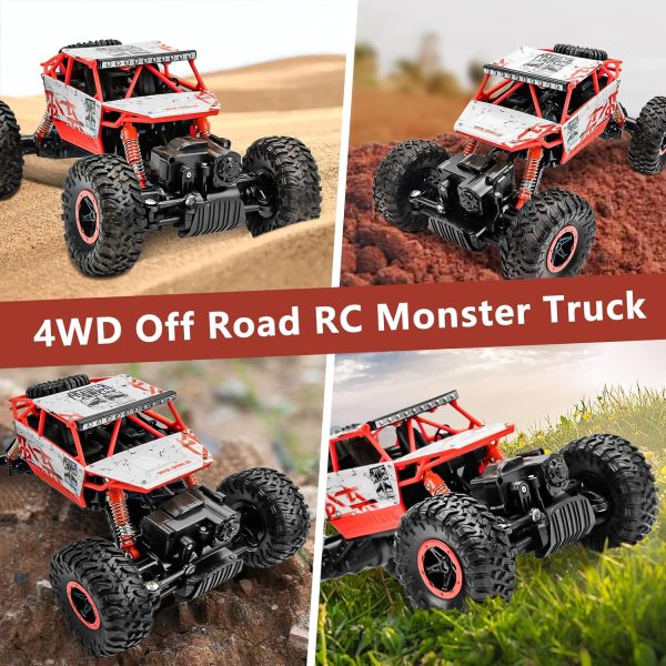 Cheerwing 1:18 Rock Crawler 2.4Ghz Remote Control Car 4WD Off Road RC Monster Truck 2 Battery(Red) - Image 5