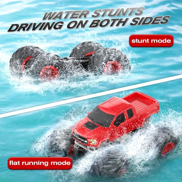 DOUBLE E Ford Amphibious RC Monster Trucks Waterproof Remote Control Car 4WD All Terrain Car for Kids 4-12,2.4Ghz RC Cars Pool Toys Gifts for Kids, Red - Image 5