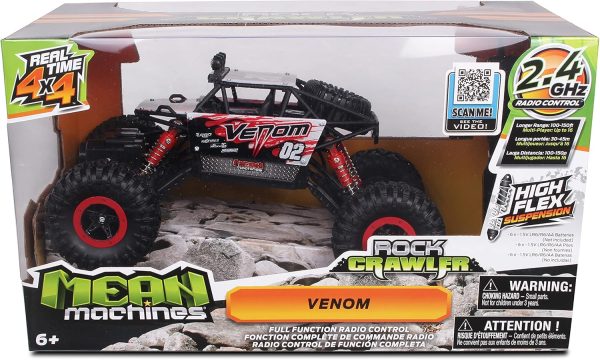 NKOK Mean Machines 1:16 2.4GHz RC Rock Crawler Venom (Red), Designed for Rough Terrain Climbing, Pistol Grip Full Function Controller, Powerful Motor - Image 6