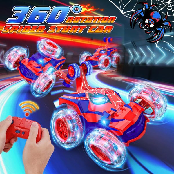 Remote Control Car Stunt RC Cars 360° Rotating with 2.4GHz Rechargeable Wheel Lights Toys Car Gift for Boys 3 4 5 6 7 8 9 10 11 12 (Red) - Image 4