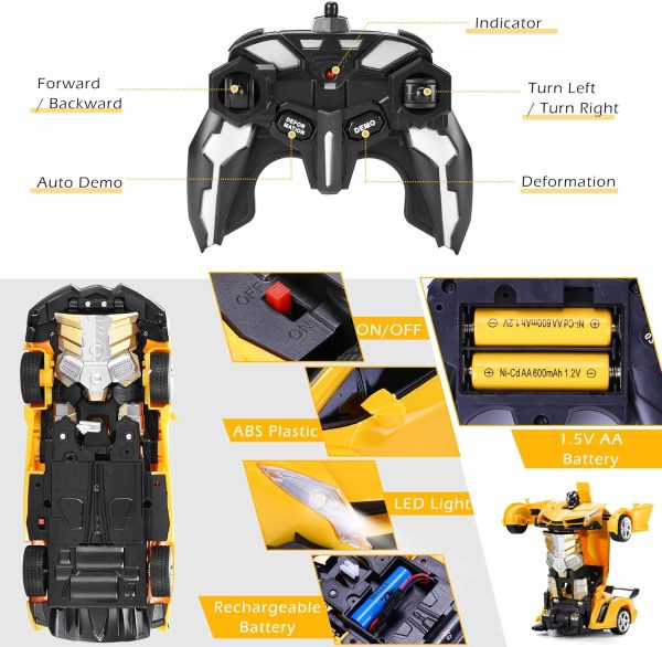 Dolanus Remote Control Car - Transform Robot RC Cars Contains All Batteries: One-Button Deformation and 360 Degree Rotating Drifting, Present Christmas Birthday Gift for Boys/Girls - Image 7