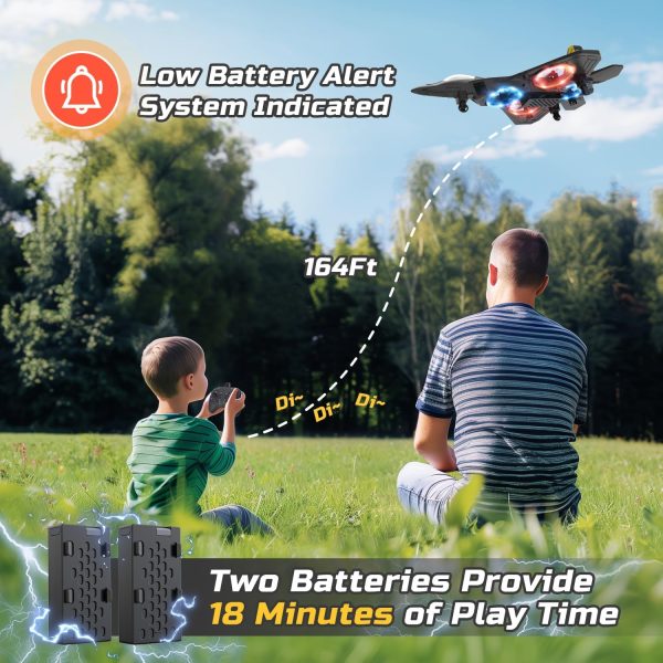 Form Drone RC Airplane for Kids and Beginners, Remote Control Plane Fighter Jet Helicopter with Light, Auto Hovering, 360° Flip and 2 Batteries (18Mins) - Image 5