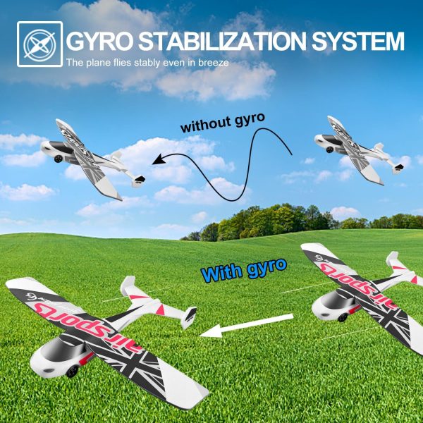 4DRC RC Plane, 2.4Ghz Remote Control Airplane,Flying with 2 Batteries & Propeller 6-axis Gyro Stabilizer,Blue&Green Light,Easy to Fly for Beginners Adults Kids Boys - Image 4