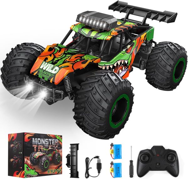 Remote Control Car, RC Truck for Boys 5-12, High Speed All Terrain Kids Toys, Monster Truck for Boys Girls, RC Truck with Car Body Lights & Headlights for Christmas Halloween Thanksgiving - Image 2