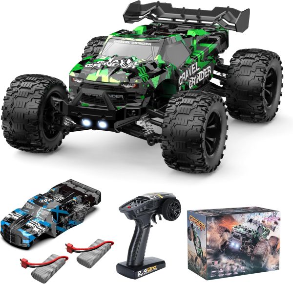 1:14 Brushless Remote Control Cars, Max 60KM/H Off-Road All Terrain Electric RC Truck, 4WD RC Monster Truck with 2.4 GHz Remote Control and 2 Lipo Batteries for Kids Adults Boys Gifts - Image 2