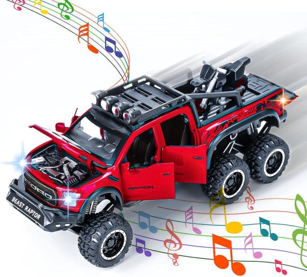 Toy Trucks Pickup Model Cars F150 Metal Diecast Cars Trucks for 3 Year Old Boys and up (Red) - Image 3