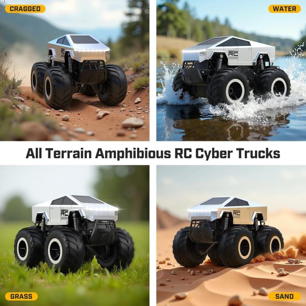 Cybertruck RC Car Kids Toys for Ages 5+, Remote Control Waterproofing Monster Truck, Amphibious 4WD All Terrain Off-Road Pickup, 1:16 Scale, 2.4GHZ Vehicles, Boys 2025 Christmas Kids Birthday Gift - Image 4