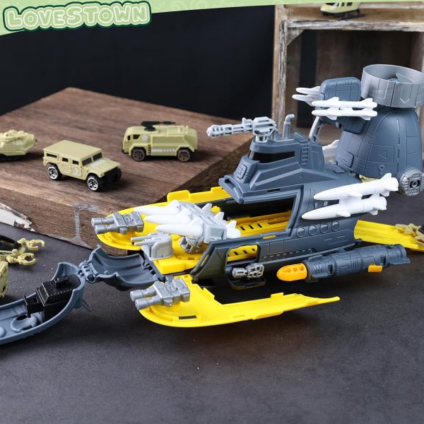 LovesTown 18PCS Army Toys for Kids, Submarinee Toy Military Vehicles Army Men Tanks Set with Soldier Men for Kids Boys Birthday Gifts - Image 7