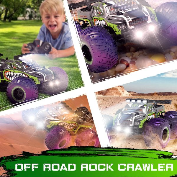 Remote Control Car,RC Cars Toy,High Speed 20 KM/H RC Truck Off-Road with 2 Headlights and 2 Rechargeable Battery,Dinosaur Toys Gift for Adult Boys 8-12 - Image 7