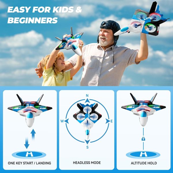 BEZGAR Drones for Kids | RC Plane with Brushless Motor 2.4GHZ Remote Control Airplane, 6-axis Gyro RC Helicopter, 360° Flip Fighter Jet Toy for Beginners Ages 8-13 with LED Navigation Lights - Image 7