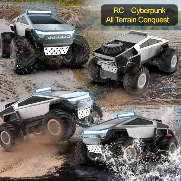 RC Cybertruck Toy, Remote Control Cyber Truck 4WD Off Road Toy, Rock Crawler RC Car with Alloy Shell Lights and Sounds, 2.4GHz All Terrain Toy Car for Boy Kids Adults - Image 5