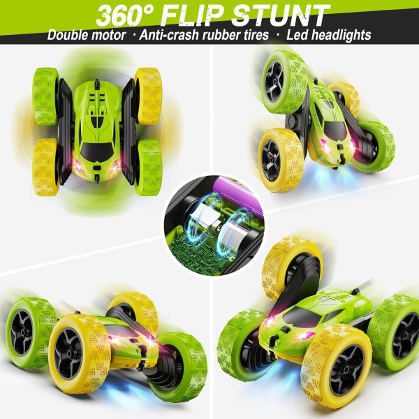 Remote Control Car, RC Car Toys for 6-12 Year Old Boys, Off Road RC Stunt Car 4WD 360° Rotating Remote Control Car for Kids, Boys Girls Gifts for Birthday, Christmas Yellow&Green - Image 5