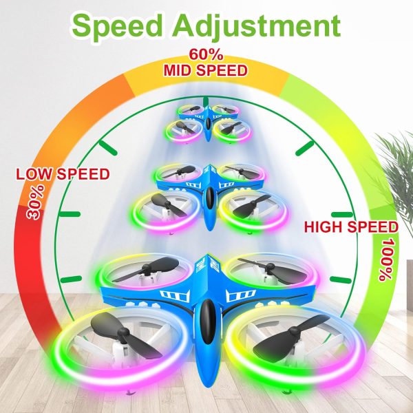 Dwi Dowellin 4.9 Inch Mini Drone for Kids LED Night Lights One Key Take Off Landing Flips RC Remote Control Small Flying Toys Drones for Beginners Boys and Girls Adults Nano Quadcopter, Blue - Image 7