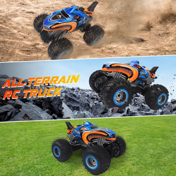 1:16, 2.4 GHz All Terrain Monster Truck, RC Truck 2 Rechargeable Batteries for 80 Mins Play, Spray Remote Control Car for Boys 8-12 and Girls or Adult, MK724A - Image 6