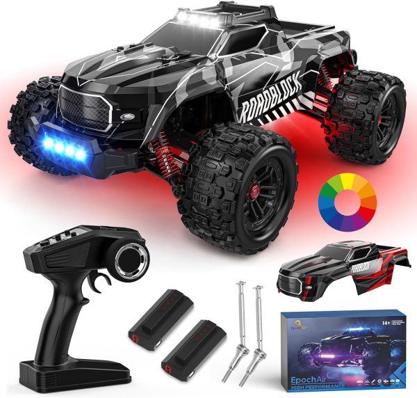 1:14 RTR Brushless Fast RC Cars for Adults, Max 45mph 4x4 Hobby Off-Road Jumping RC Trucks, RC Monster Trucks Oil Filled Shocks Remote Control Car with 2 Batteries for Boys (Black Extreme) - Image 2