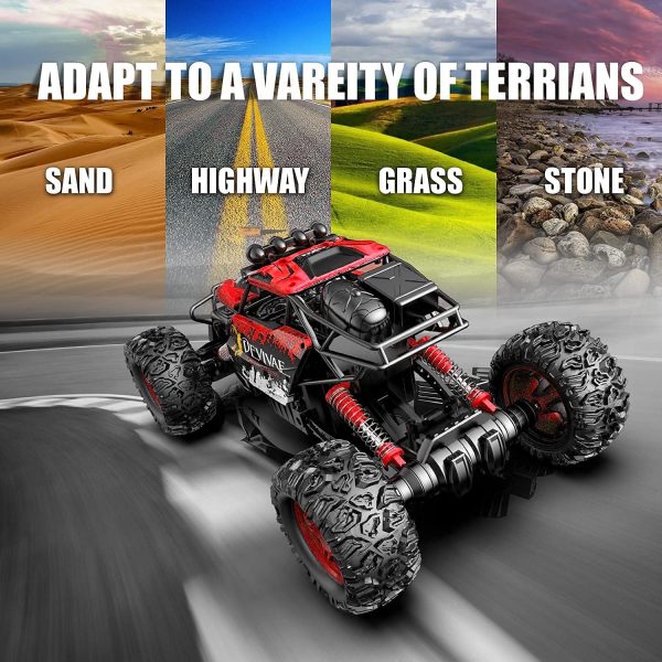 CROBOLL 1:12 Large Remote Control car for Boys Girls with Upgraded Lifting Function, 4WD 20km/h RC Car Toy Gift for Kids Off-Road RC Rock Crawler, 2.4GHz RC Monster Truck for 60Mins Play(Red) - Image 9