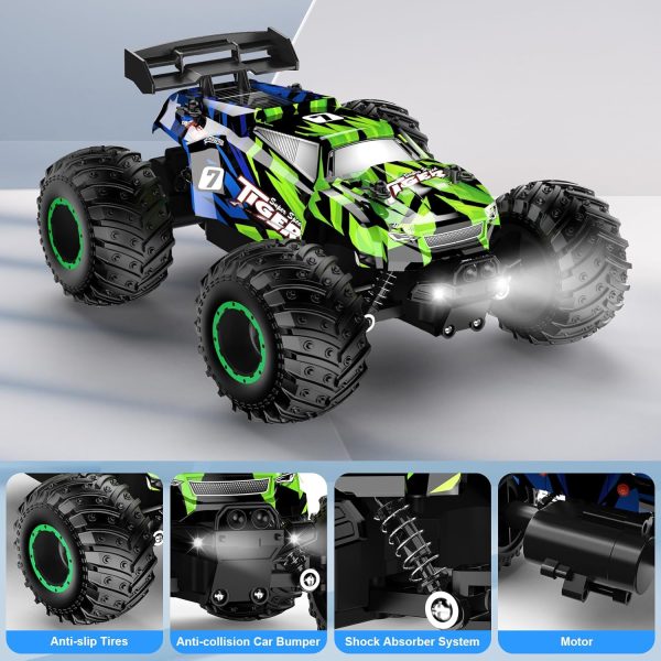 Remote Control Car, RC Cars Kids Toys for Boys 5-7, 2.4Ghz RC Truck Toys for Girls, Off Road Monster Truck Toys with Headlights & Car Body Lights, 20 KM/H RC Crawler Toy Cars Gifts for Kids - Image 8