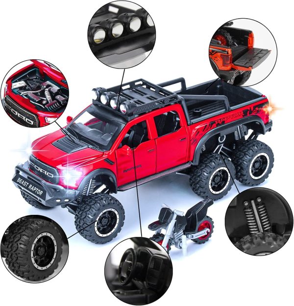 Toy Trucks Pickup Model Cars F150 Metal Diecast Cars Trucks for 3 Year Old Boys and up (Red) - Image 4