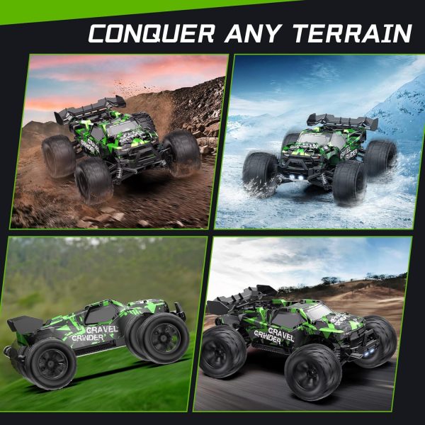 1:14 Brushless Remote Control Cars, Max 60KM/H Off-Road All Terrain Electric RC Truck, 4WD RC Monster Truck with 2.4 GHz Remote Control and 2 Lipo Batteries for Kids Adults Boys Gifts - Image 7