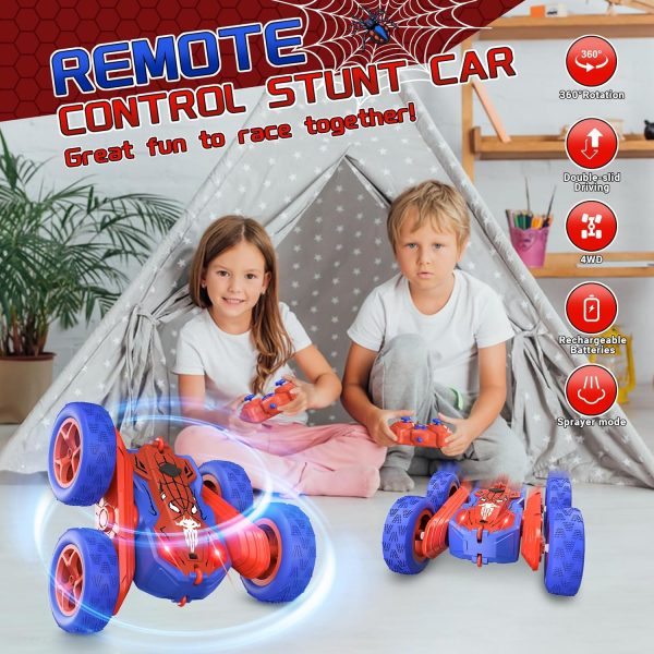 Spider Remote Control Cars for Kids,Double Sided 360° Flips Rotating 4WD Off Road Racing RC Car, RC Stunt Car Toys for Girls Boys Age 4 5 6 7 8 9 10,Perfect Kids Toys Gifts on Birthday (Red) - Image 7