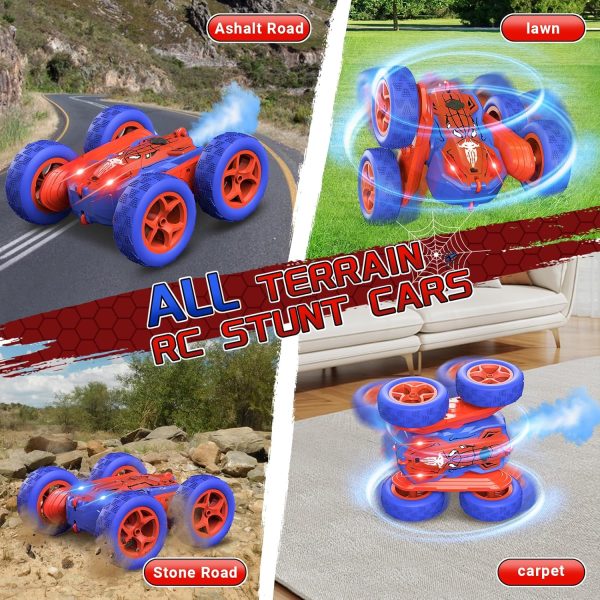 Spider Remote Control Cars for Kids,Double Sided 360° Flips Rotating 4WD Off Road Racing RC Car, RC Stunt Car Toys for Girls Boys Age 4 5 6 7 8 9 10,Perfect Kids Toys Gifts on Birthday (Red) - Image 6