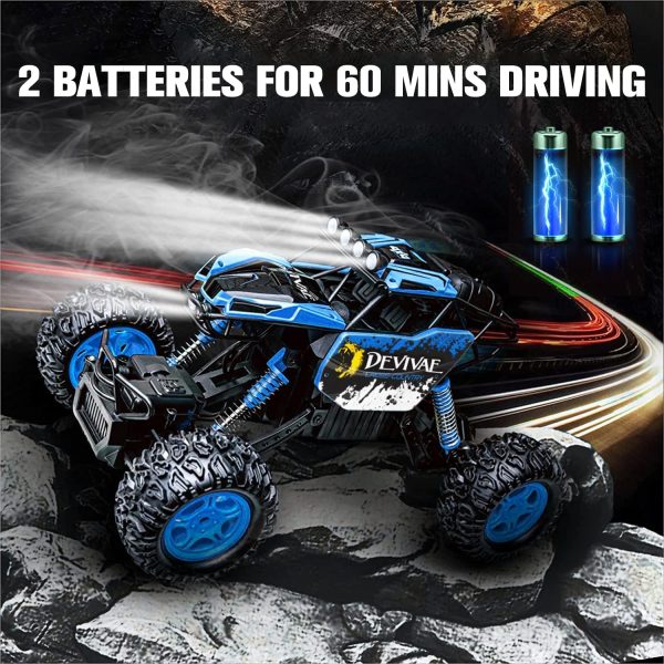 CROBOLL 1:12 Large Remote Control car for Boys Kids with Lifting Function,4WD RC Cars Electric Monster Truck Toy Gifts 4X4 Off-Road RC Rock Crawler 2.4GHz RC Truck with 2 Batteries(Blue) - Image 6