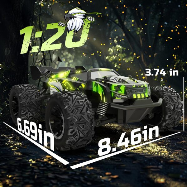 DEERC Remote Control Car, Glowing Eagle RC Cars for Boys Age 8-12 W/ 2 Rechargeable Batteries for 40 Min Play, 2.4Ghz All Terrain Off-Road RC Monster Truck Toys for Kids Birthday Xmas Gift - Image 8