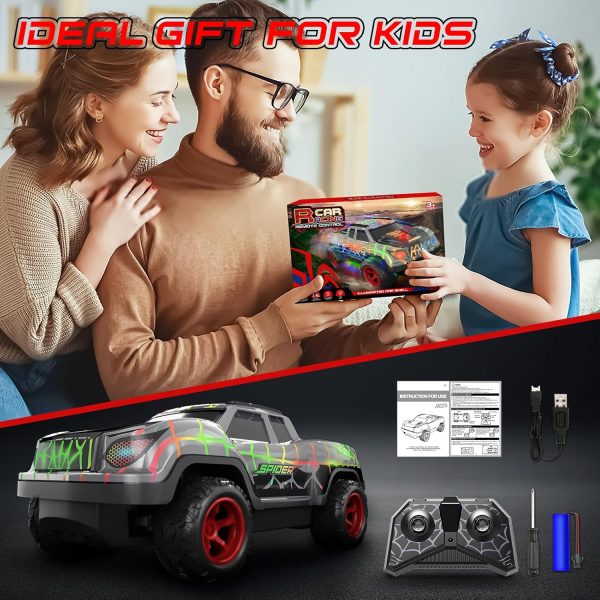 Remote Control Car for Boys, Mini RC Racing Cars for Kids Ages 3 and up, 2.4Ghz Beginners RC Cars with Cool Light, Rechargeable Toy for Boys Ages 3 4 5 6 7 8 Birthday Xmas Gift, Black - Image 7