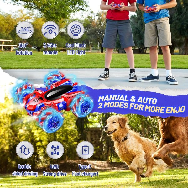 Spider Remote Control Car for Kids, Stunt Car Toy with Light Strip, 2.4 Ghz RC Cars Toy for 4 5 6 7 8-12 Year Old Boys Toddler Christmas Birthday Gifts, Fast Race Car Rechargeable Monster Truck - Image 9