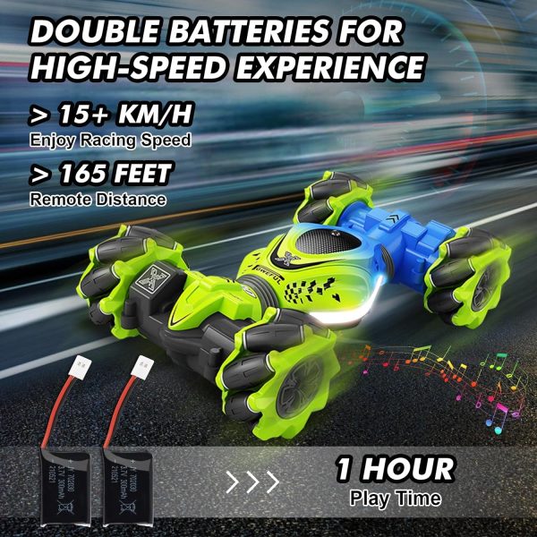 Gesture RC Car, 2.4GHz 4WD Gesture Sensing RC Stunt Car Toys for 6-12 yr Boys Girls, Drift Hand Controlled Remote Control Twist Cars Offroad 360° Rotation with Lights Music for Birthday Gifts - Image 6