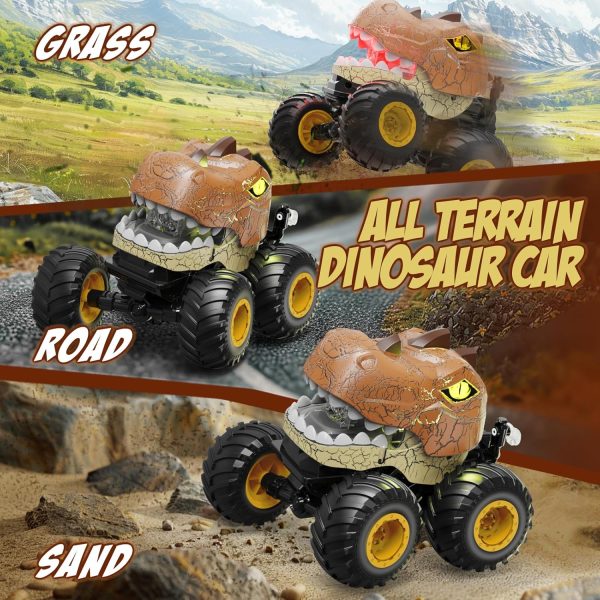 Remote Control Dinosaur Monster Truck, 2.4Ghz RC Stunt Cars for Kids 3-5 with Spray/Lights/Music, Outdoor Toys Dinosaurs Car for 4 6 7 8 Years Old Boys & Girls Christmas Birthday Gifts Ideas - Image 5