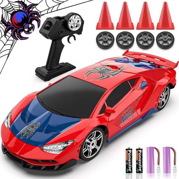 Spider RC Drift Car, 1:24 Remote Control Car 2.4GHz 4WD 15KM/H High Speed RC Cars with LED Lights Racing and Drifting Tire, Gifts Toy Car for Boys Kids 4-7 8-12 - Image 2