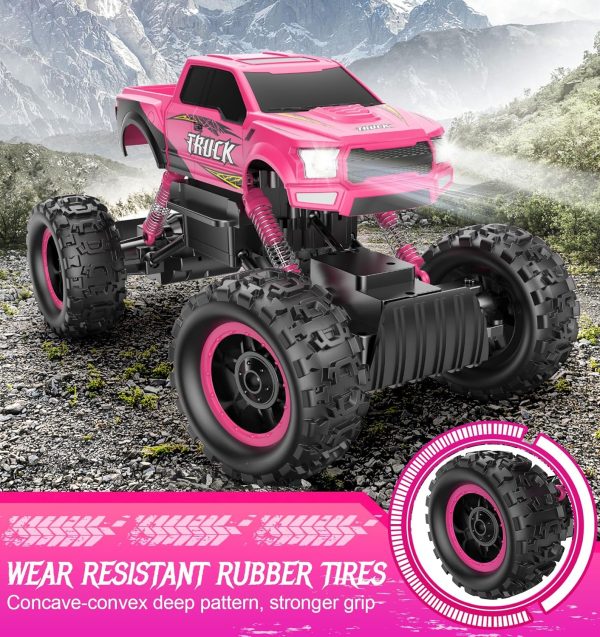 DOUBLE E Remote Control Car for Girls 1/12 Scale Monster Trucks Dual Motors Off Road RC Trucks, Girls Toys RC Crawler Vehicle Truck Toy, Birthday/Xmas Gift Ideas, Pink - Image 10