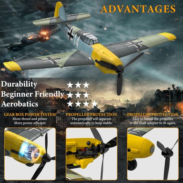 RC Plane 4 Channel Remote Control Airplane - Ready to Fly BF-109 RC Airplane for Beginners Adult with Xpilot Stabilization System & One Key Aerobatic - Image 8