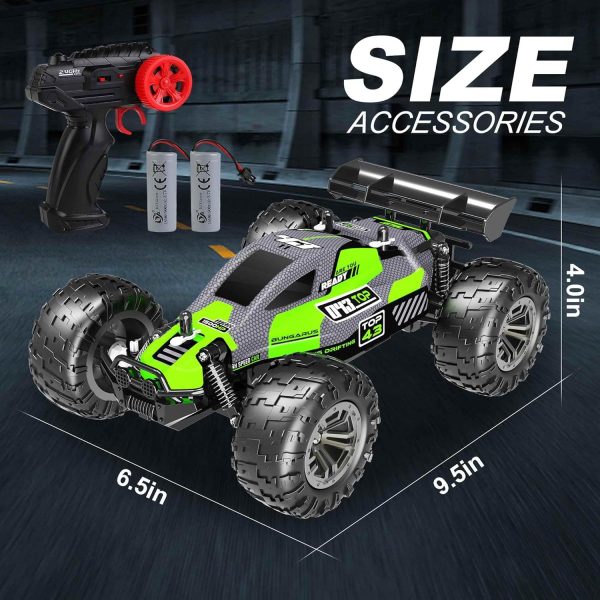 Remote Control Car,1:18 Scale 2.4GHz High Speed 20KM/H All Terrain RC Cars with 2 Rechargeable Batteries Off Road RC car for Boys Age 4-7,8-12 (Green 01) - Image 5