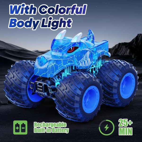 BAODLON Remote Control Monster Car, 2.4GHz RC Monster Trucks Toys for 3 4 5 6 7 8 Years Old Boys Kids, All Terrain RC Truck Off Road with Spray, Light, Rechargeable Battery, Christmas Birthday Gifts - Image 5