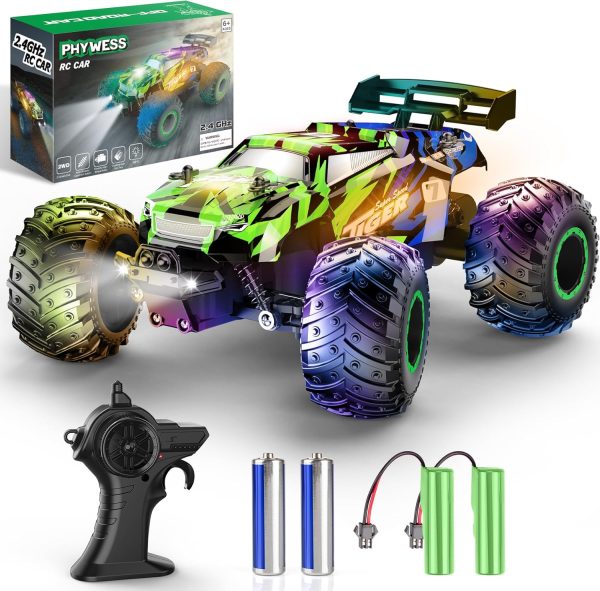 Remote Control Car, RC Cars Kids Toys for Boys 5-7, 2.4Ghz RC Truck Toys for Girls, Off Road Monster Truck Toys with Headlights & Car Body Lights, 20 KM/H RC Crawler Toy Cars Gifts for Kids - Image 2