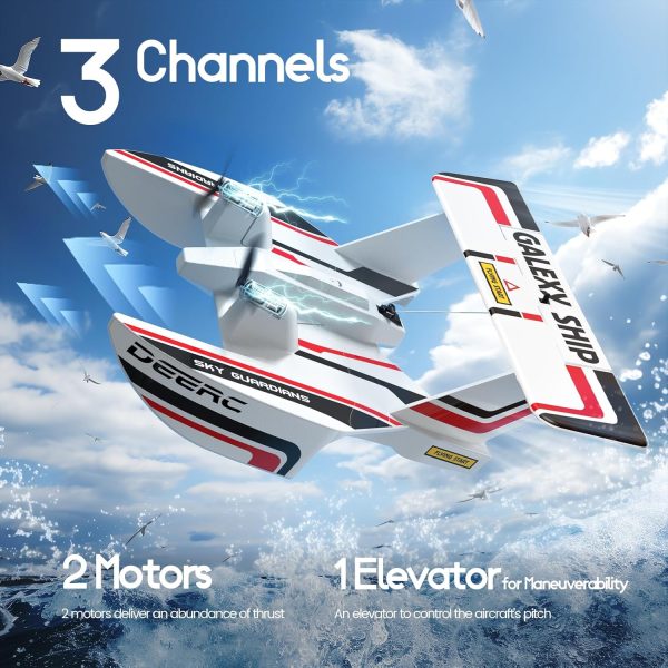 DEERC RC Plane for Water Land & Air, Amphibious Tri-Phibian Aircraft, 3CH Remote Control Plane W/ 2 Batteries, 2.4GHz RTF Airplane Glider for Boy Girl - Image 5