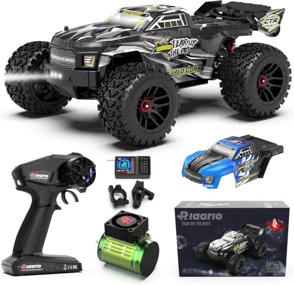 RIAARIO 1:14 Brushless RC Cars for Adults - Max 45MPH RC Trucks -All Terrain Monster Truck - Off-Road RC Trucks - High Speed RC Car 4WD Remote Control Car with 2S Lipo Batteries for Adult - Image 2